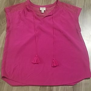 St. John's Bay Magenta Sleeveless Blouse Medium